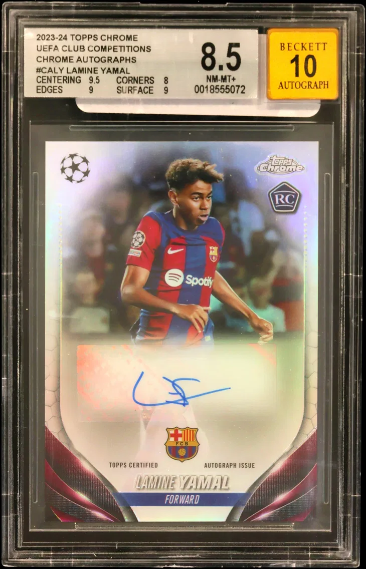 2023 #CALY Lamine Yamal BGS 8.5 Topps Chrome UEFA Club Competitions Chrome Autographs