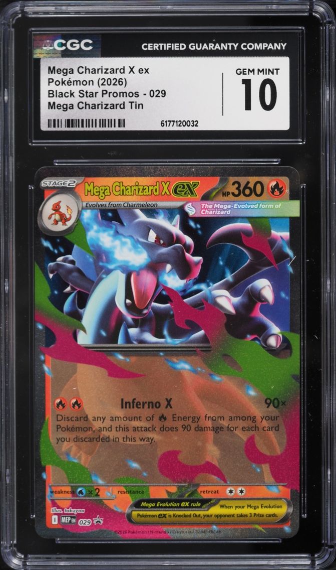 2026 Pokemon Mega Evolution Promo Tin Mega Charizard X Ex #29 CGC 10 GEM MINT
