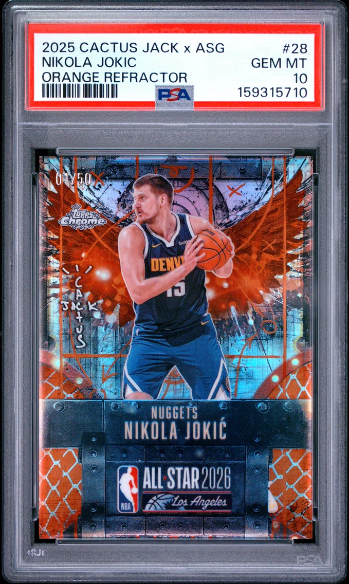 2025 #28 Nikola Jokic PSA 10 Topps Chrome Cactus Jack X NBA All-Star Game