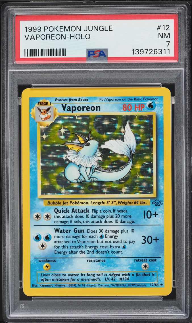 1999 #12 Vaporeon-Holo PSA 7 Jungle Pokemon