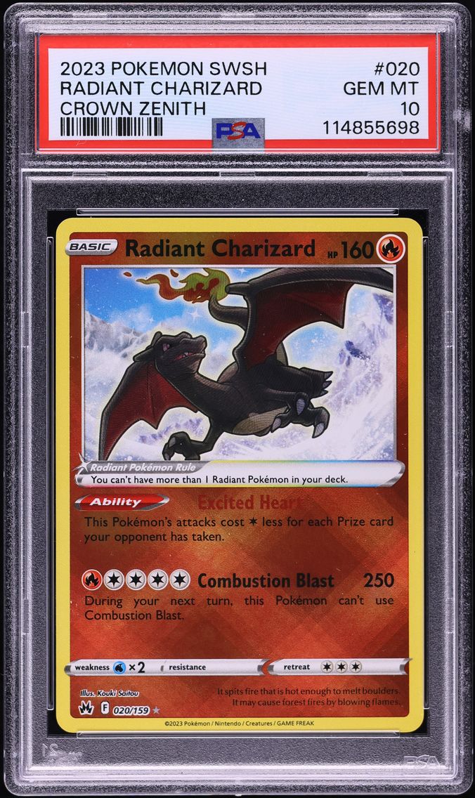 2023 #020 Radiant Charizard PSA 10 Sword and Shield Crown Zenith Pokemon