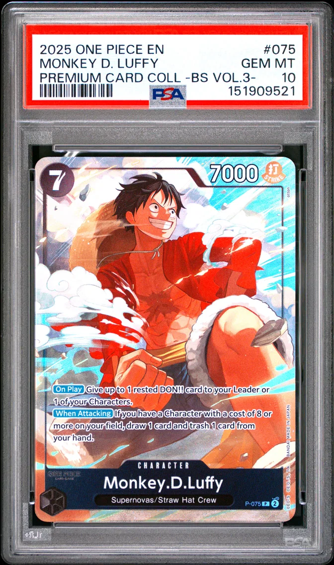 2025 #075 Monkey D. Luffy PSA 10 One Piece Premium Card Collection -Best Selection Vol.3-