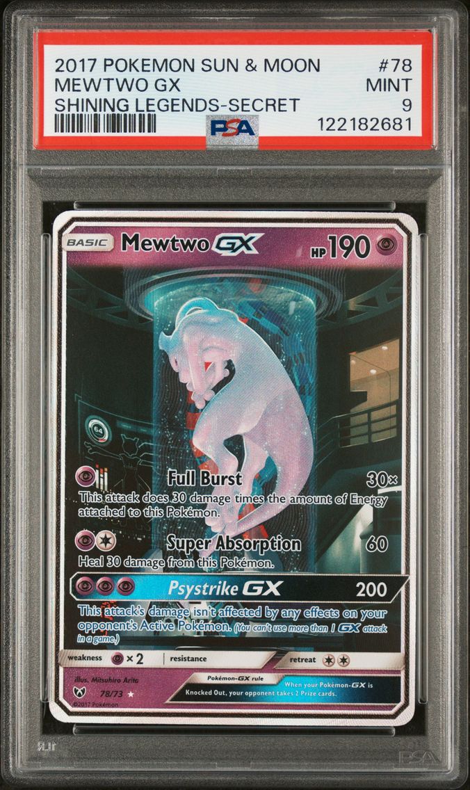 2017 #78 Mewtwo GX PSA 9 Sun & M
