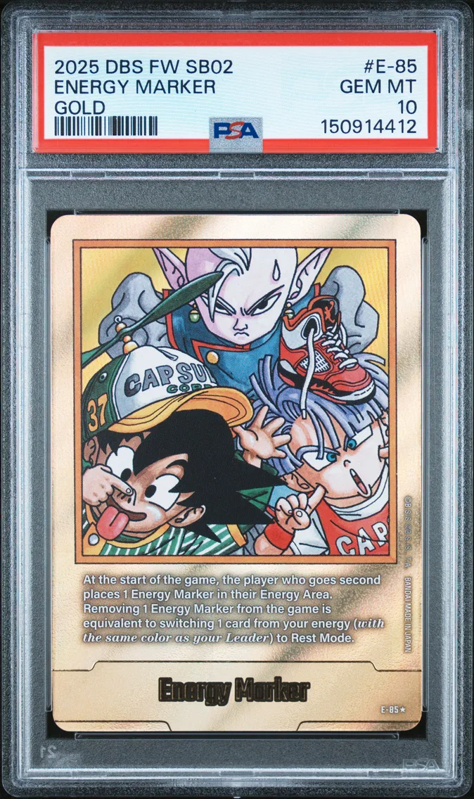 2025 #E-85 Energy Marker PSA 10 Dragon Ball Super Card Game Fusion World Manga Booster 02