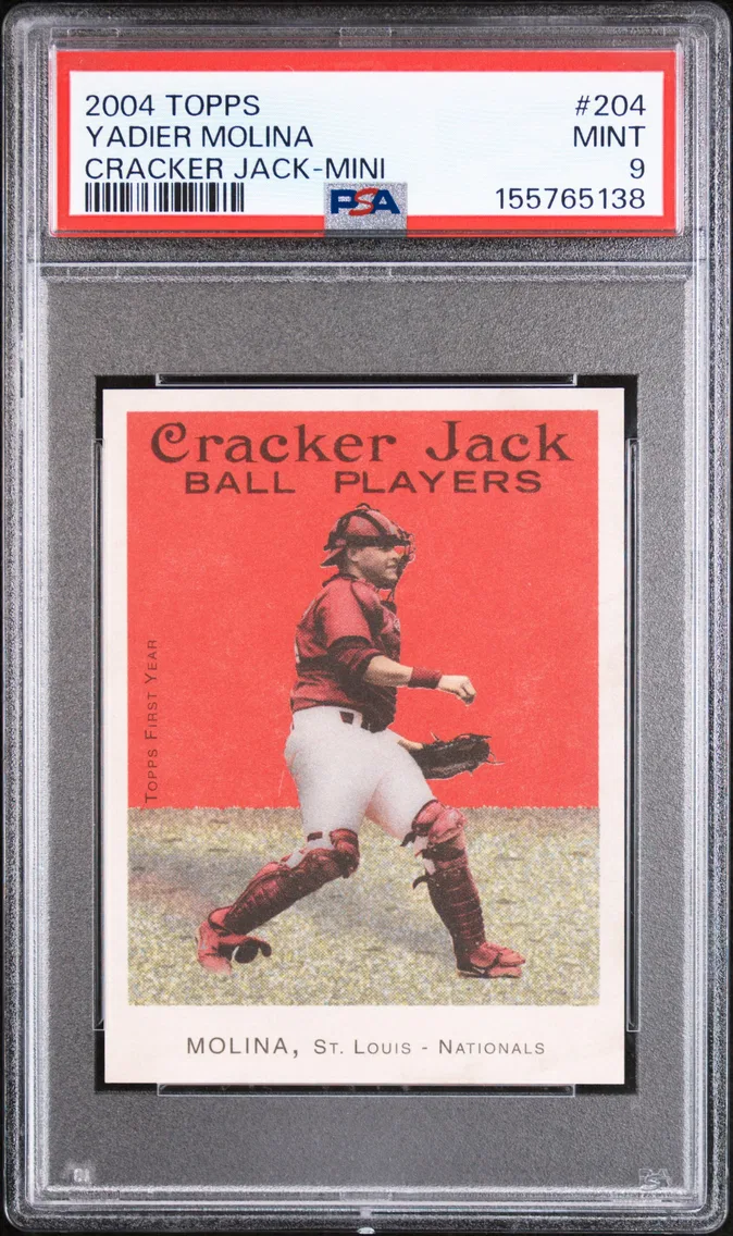 2004 #204 Yadier Molina PSA 9 Topps Cracker Jack