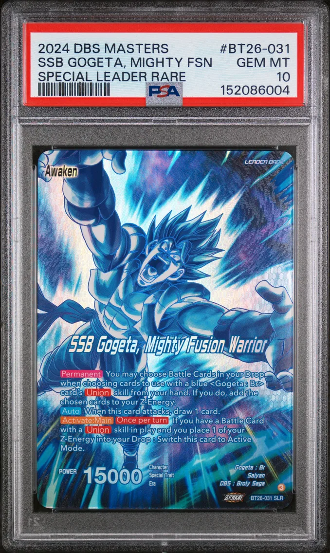 2024 #BT26-031 Gogeta/SSB Gogeta, Mighty Fusion Warrior PSA 10 Dragon Ball Super Card Game Masters Series 26 Ultimate Advent