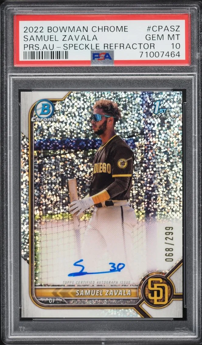 2022 Bowman Chrome Speckle Refractor Samuel Zavala PROSPECT AUTO /299 #CPA-SZ PSA 10 GEM MINT