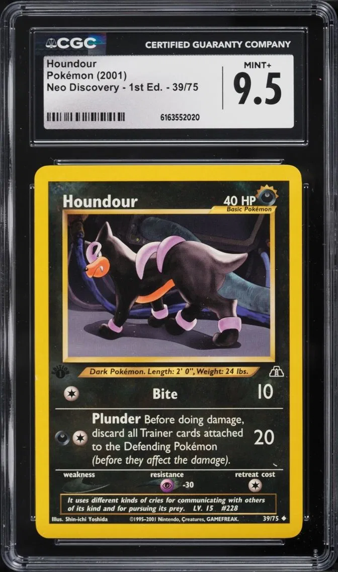 2001 Pokemon Neo Discovery 1st Edition Houndour #39 CGC 9.5 MINT+
