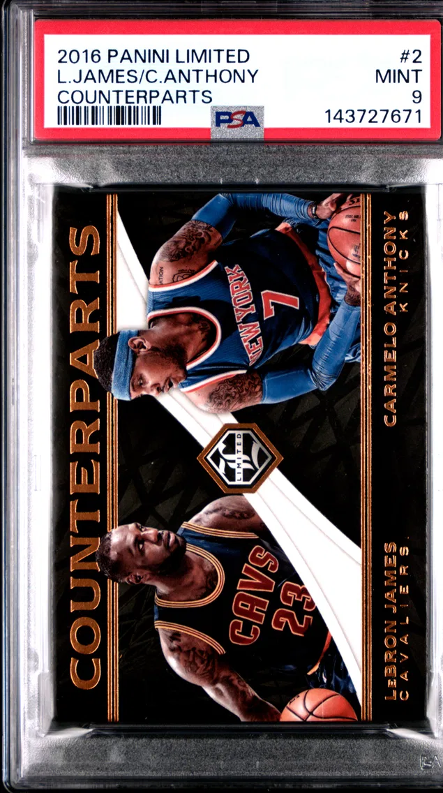 2016 #2 Carmelo Anthony/LeBron James PSA 9 Panini Limited Counterparts