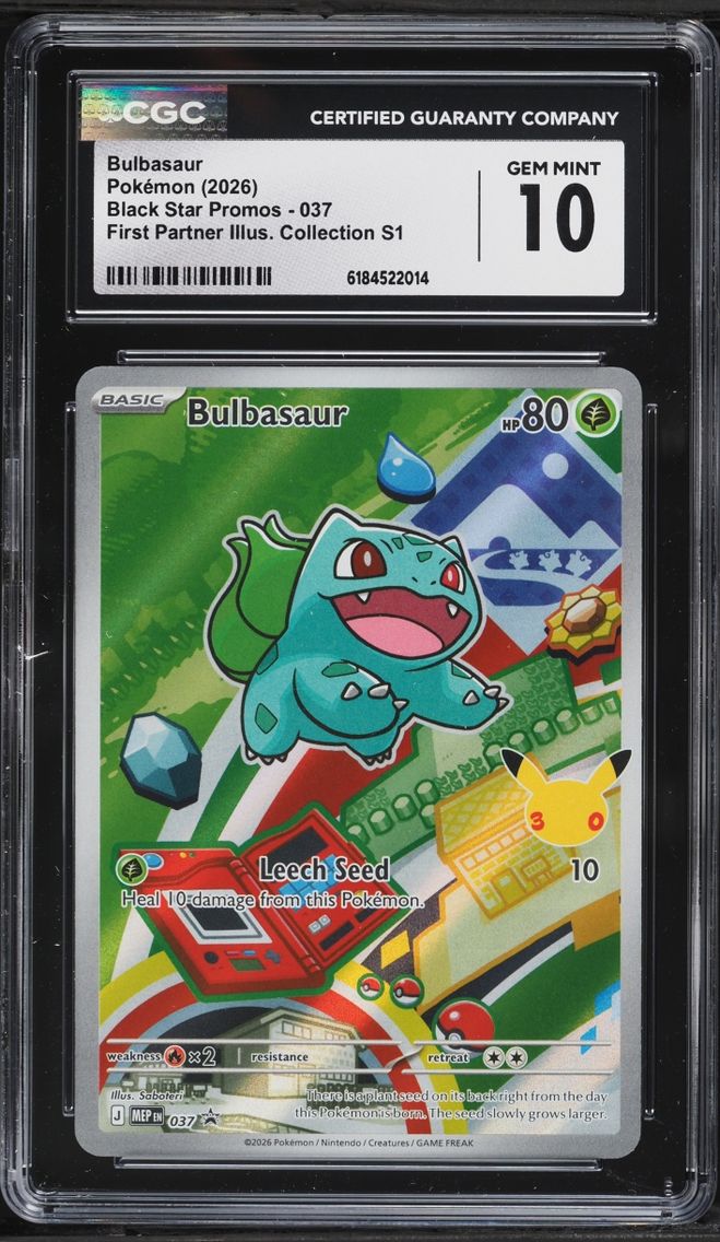 2026 #37 Bulbasaur CGC 10 Pokemon Mega Evolution Promo First Partner Illustration Full Art