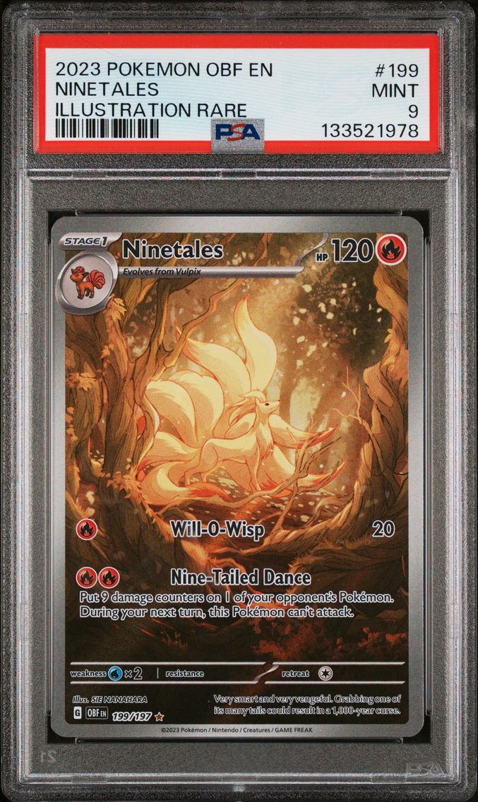 2023 #199 Ninetales PSA 9 Obf EN-Obsidian Flames Pokemon