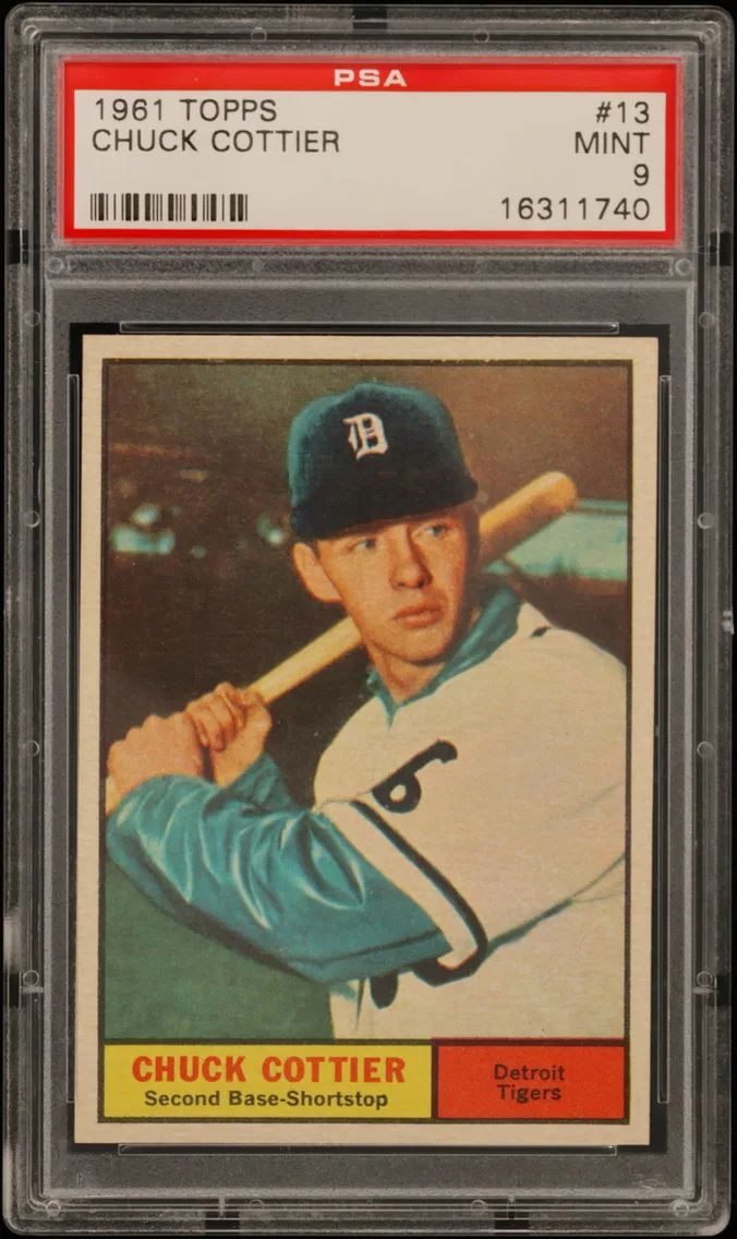 1961 #13 CHUCK COTTIER PSA 9 Topps