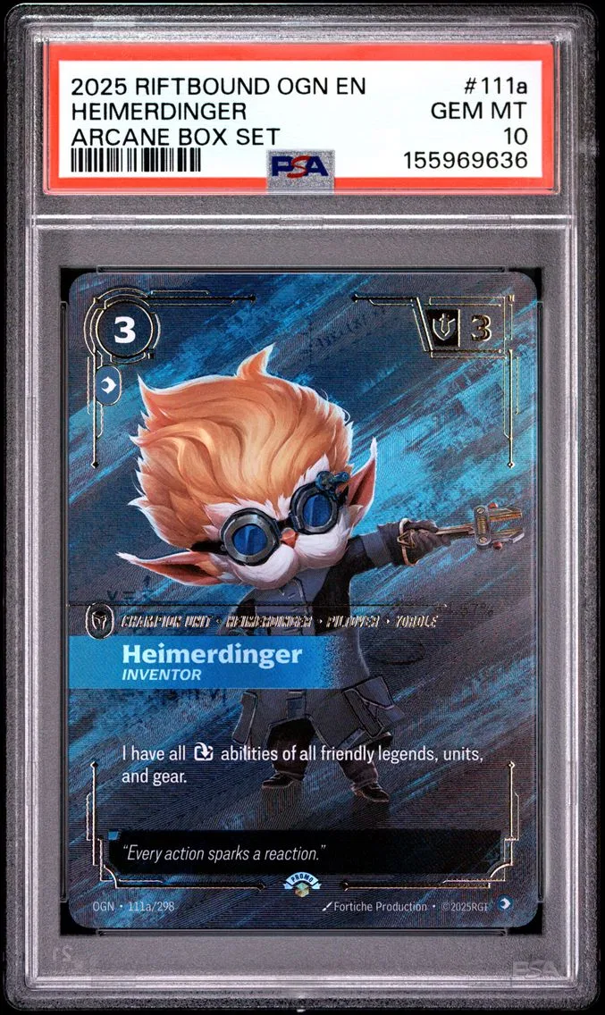 2025 #111a Heimerdinger - Inventor PSA 10 Riftbound: League of Legends Ogn-Origins