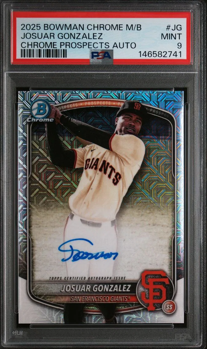 2025 #JG Josuar Gonzalez PSA 9 Bowman Chrome Mega Box Chrome Prospects Autographs