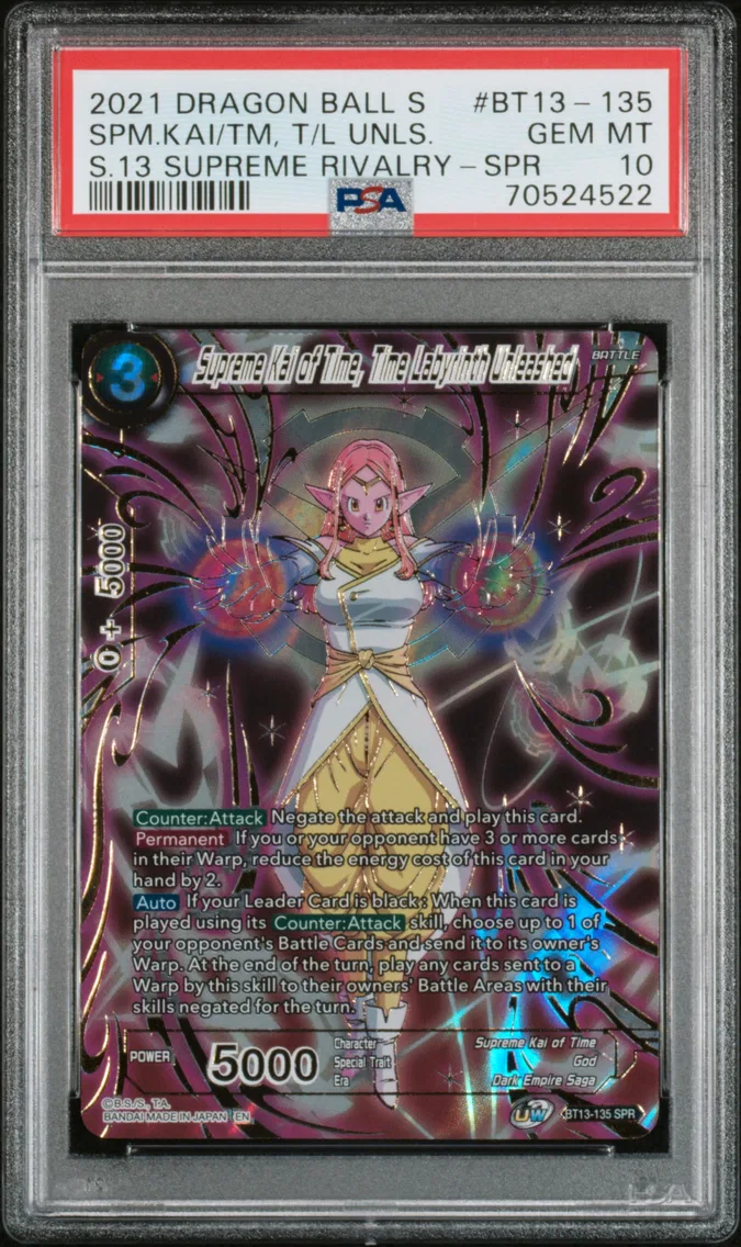 2021 #BT13-135 Supreme Kai of Time, Time Labyrinth Unleashed PSA 10 Dragon Ball Super Card Game Series 13 Supreme Rivalry