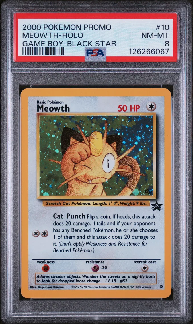2000 #10 Meowth-Holo PSA 8 Promo Black Star