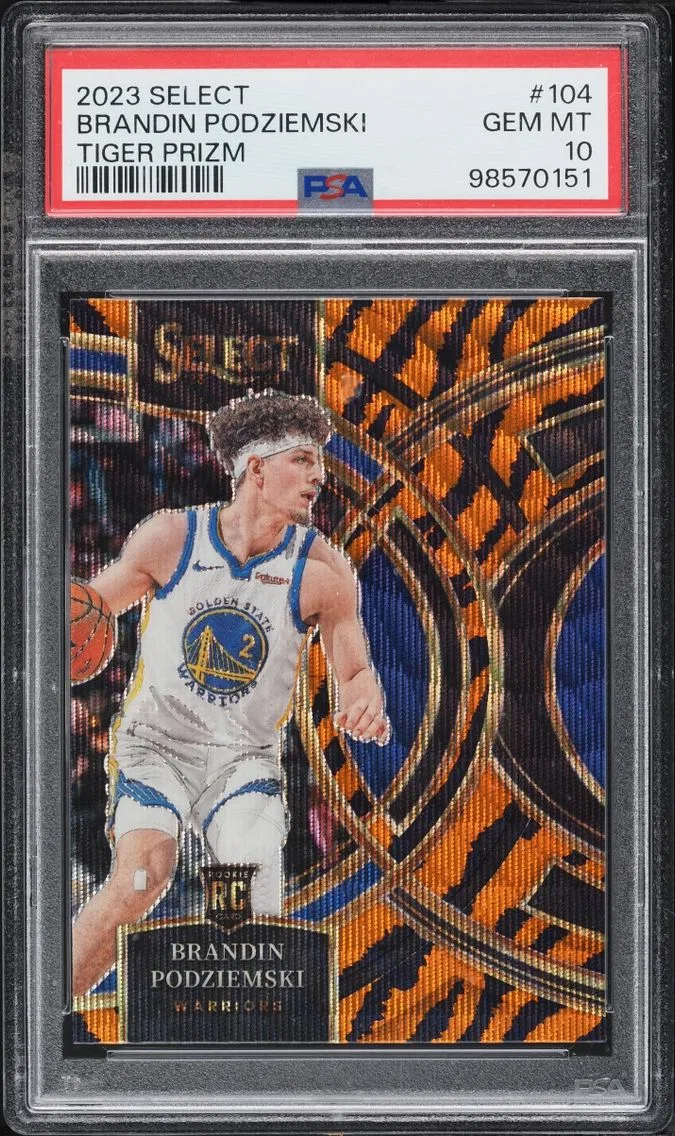 2023 #104 Brandin Podziemski PSA 10 Select Premier Tiger Prizm ROOKIE