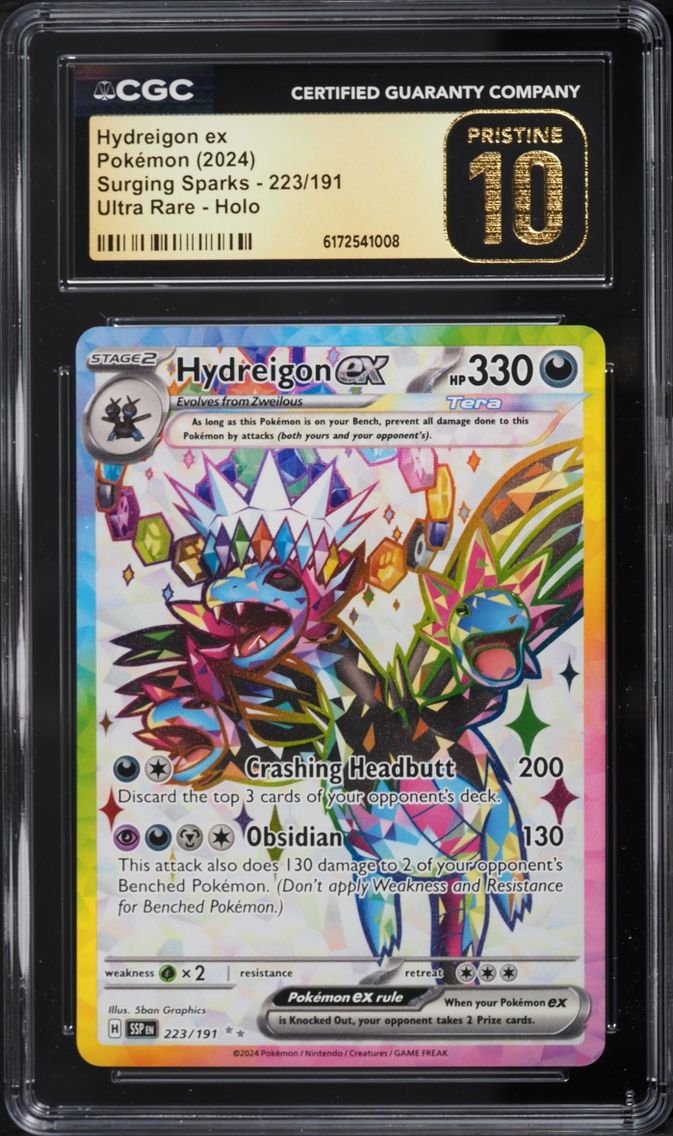 2024 Pokemon Scarlet & Violet Surging Sparks Full Art Hydreigon ex #223 CGC 10 PRISTINE