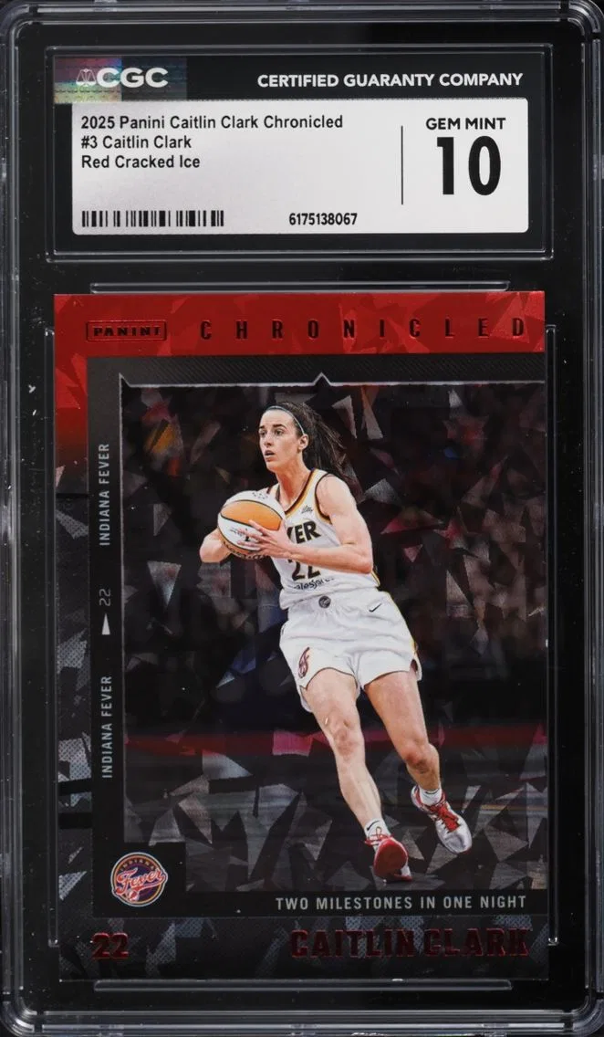 2025 Panini Chronicled Red Cracked Ice Caitlin Clark #3 CGC 10 GEM MINT