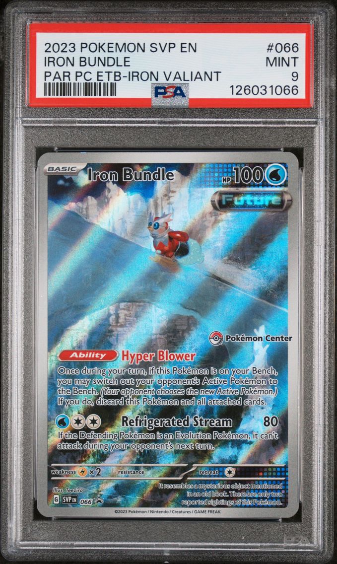 2023 #66 Iron Bundle PSA 9 Paradox Rift Pokemon Center Elite Trainer Box-Iron Valiant Pokemon Svp EN-SV Black Star Promo Pokemon