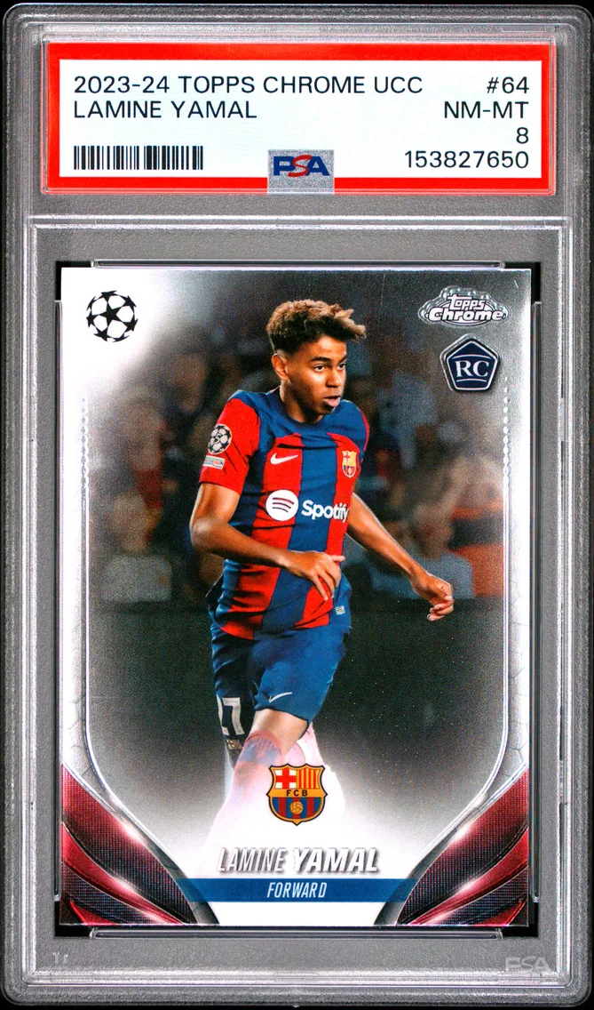 2023 #64 Lamine Yamal PSA 8 Topps Chrome UEFA Club Competitions