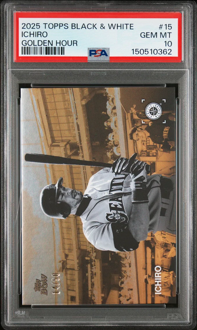 2025 #15 Ichiro PSA 10 Topps Black and White Golden Hour