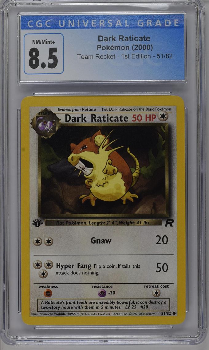 2000 #51 Dark Raticate CGC 8.5 Team Rocket - 1st Edition - English