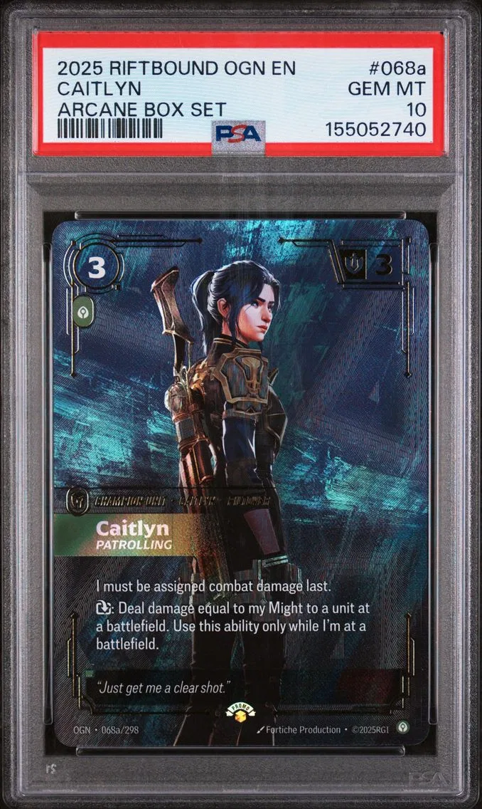 2025 #068a Caitlyn - Patrolling PSA 10 Riftbound: League of Legends Ogn-Origins