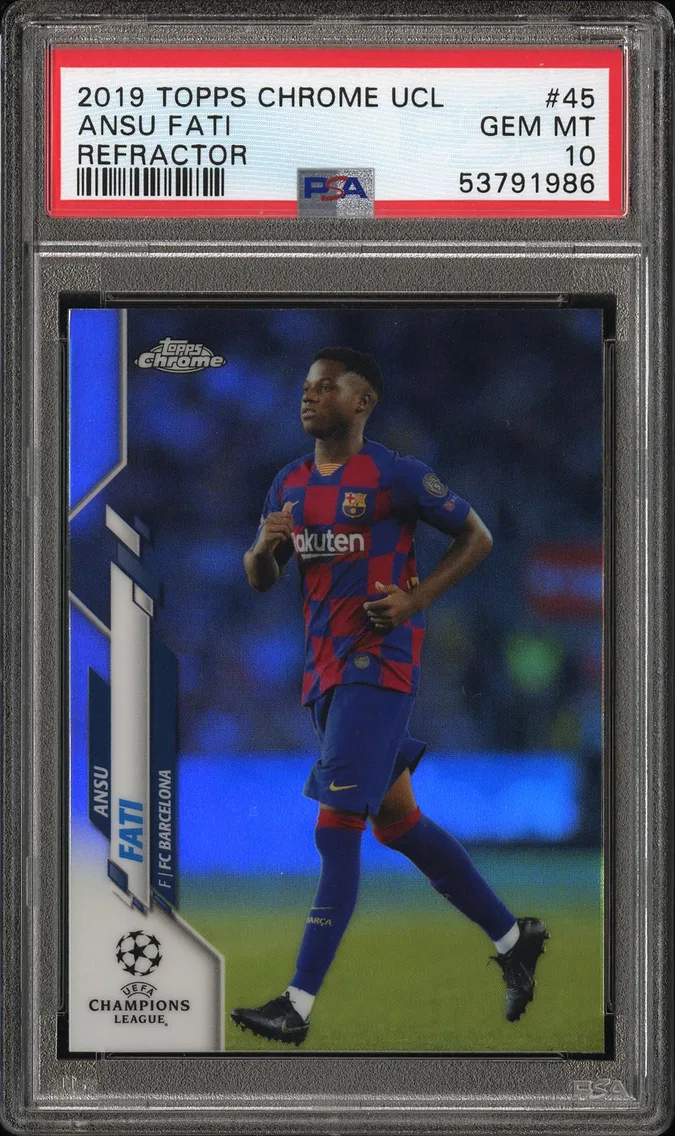 2019 #45 Ansu Fati PSA 10 Topps Chrome UEFA Champions League