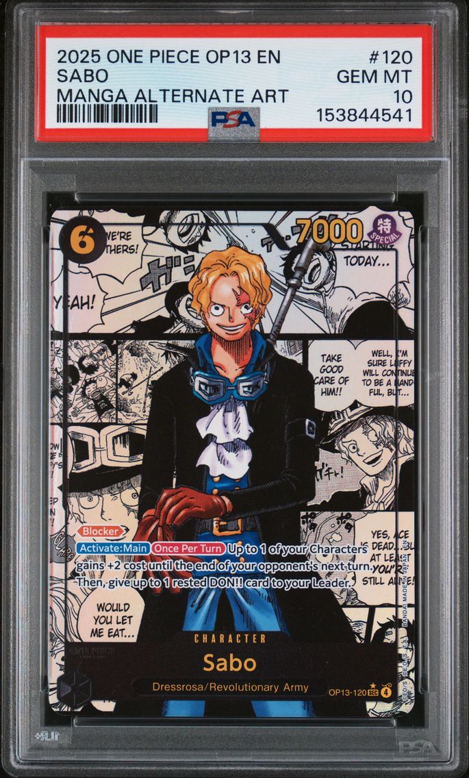 2025 #120 Sabo PSA 10 One Piece OP13-Carrying on His Will