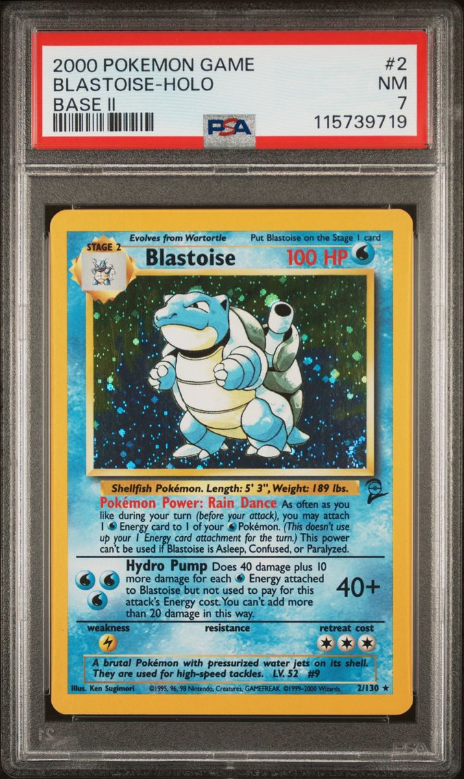 2000 #2 Blastoise-Holo PSA 7 Game Base II Pokemon