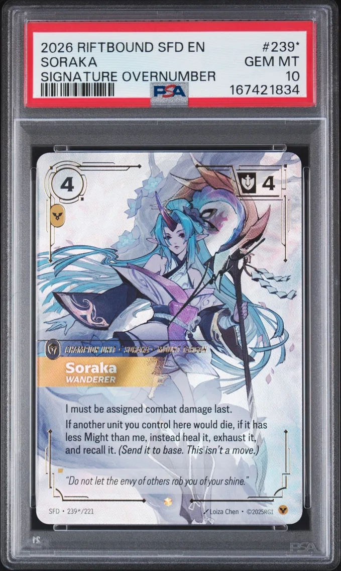 2026 #239* Soraka - Wanderer PSA 10 Riftbound: League of Legends Sfd-Spiritforged