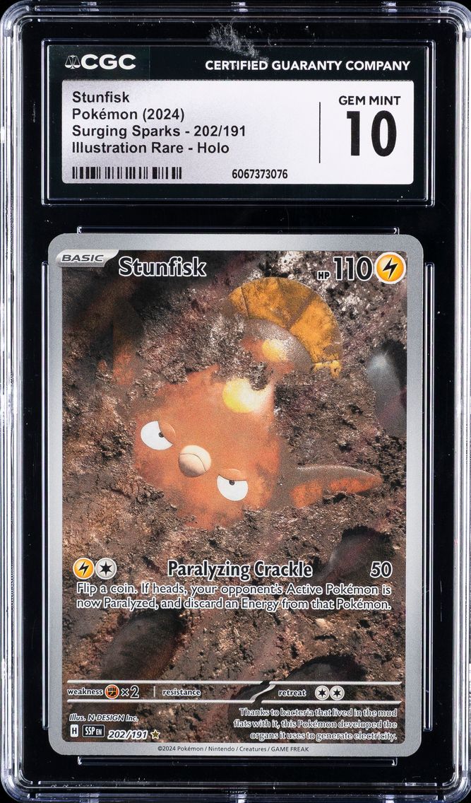 2024 #202 Stunfisk CGC 10 Ssp EN-Surging Sparks Pokemon