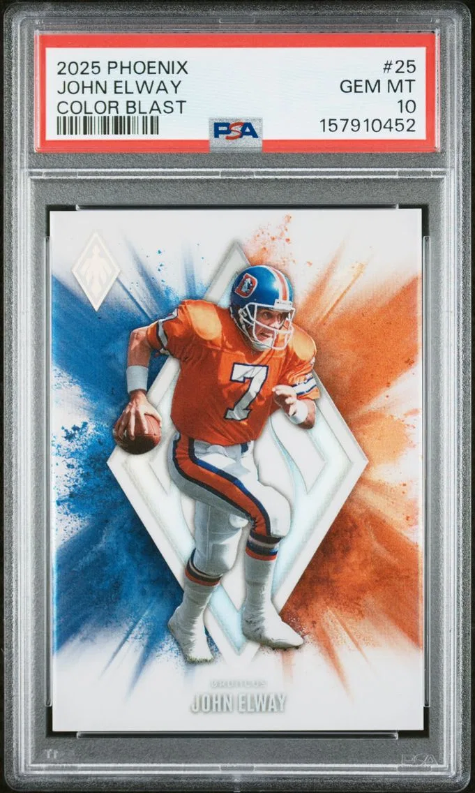 2025 #25 JOHN ELWAY PSA 10 Panini Phoenix Color Blast