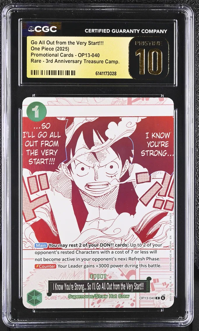 2025 #OP13-040 Go All Out from the Very Start!!! CGC 10 Pristine Promotional Cards - English