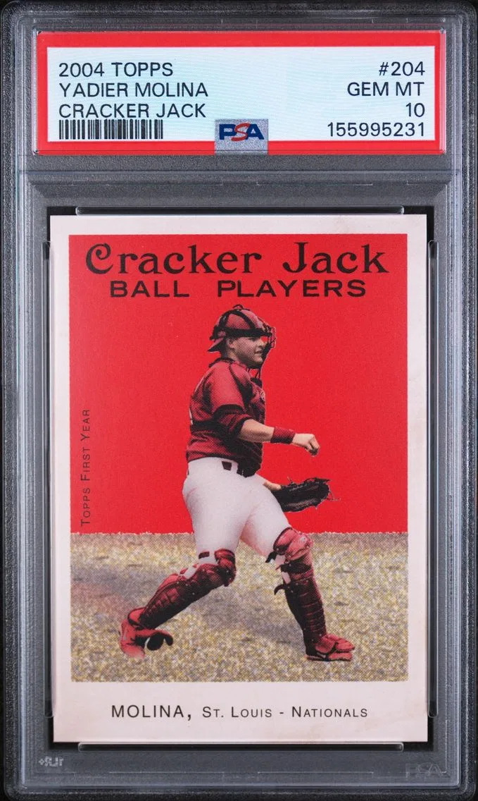 2004 #204 Yadier Molina PSA 10 Topps Cracker Jack