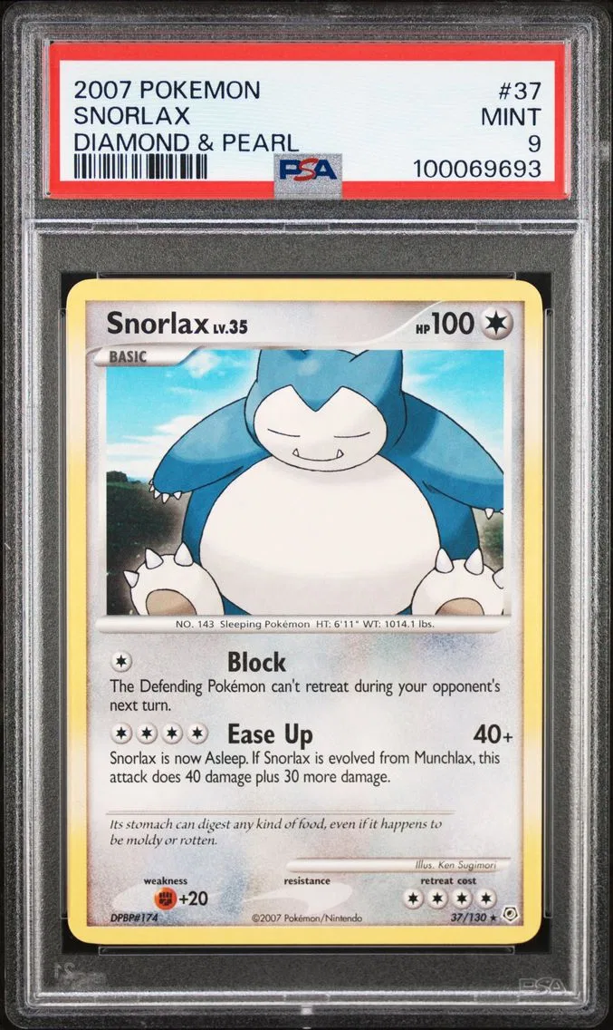 2007 #37 SNORLAX PSA 9 POKEMON DIAMOND & PEARL