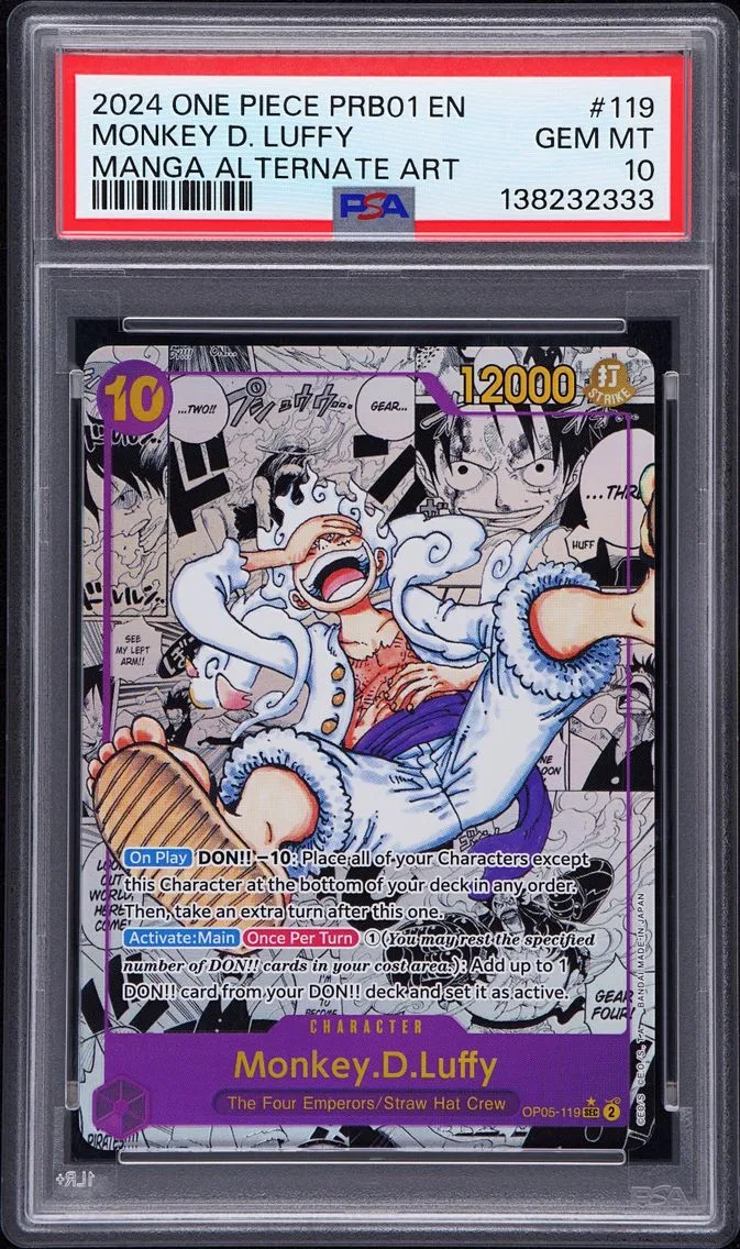 2024 #119 Monkey D. Luffy Manga Alternate Art PSA 10 PRB01-Premium Booster -Card the Best- One Piece