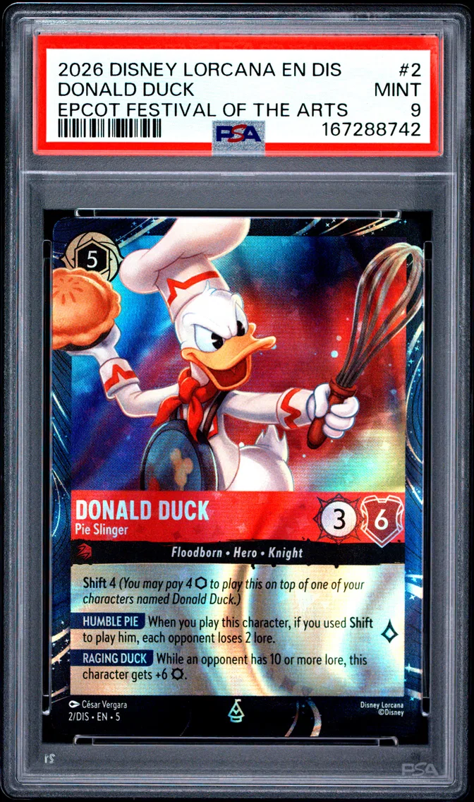 2026 #2 Donald Duck - Pie Slinger PSA 9 Disney Lorcana EN Dis-Magical Places Promo