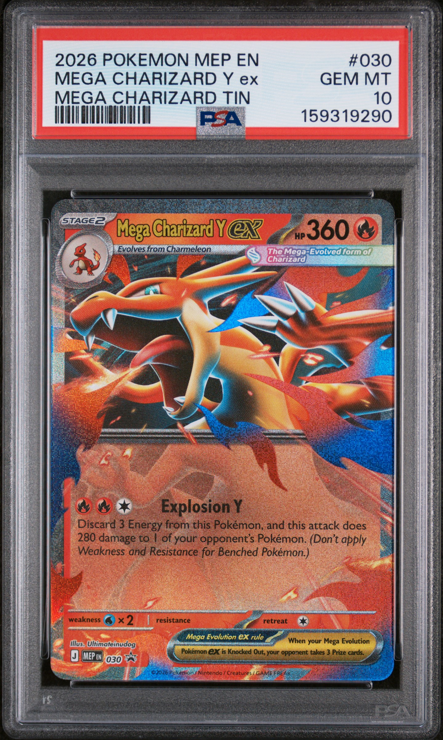 2026 #030 Mega Charizard Y Ex PSA 10 Mep En-Me Black Star Promo