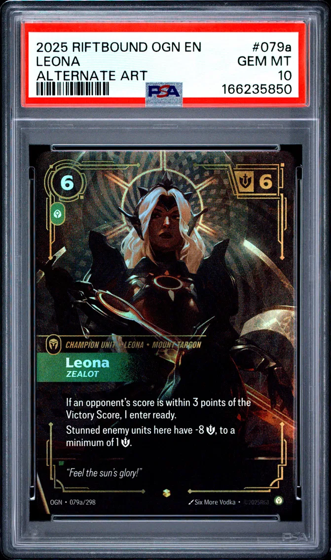 2025 #079a Leona - Zealot PSA 10 Riftbound: League of Legends Ogn-Origins