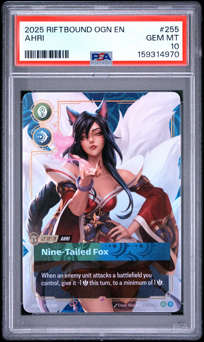 2025 #255 Ahri - Nine-Tailed Fox PSA 10 Riftbound: League of Legends Ogn-Origins