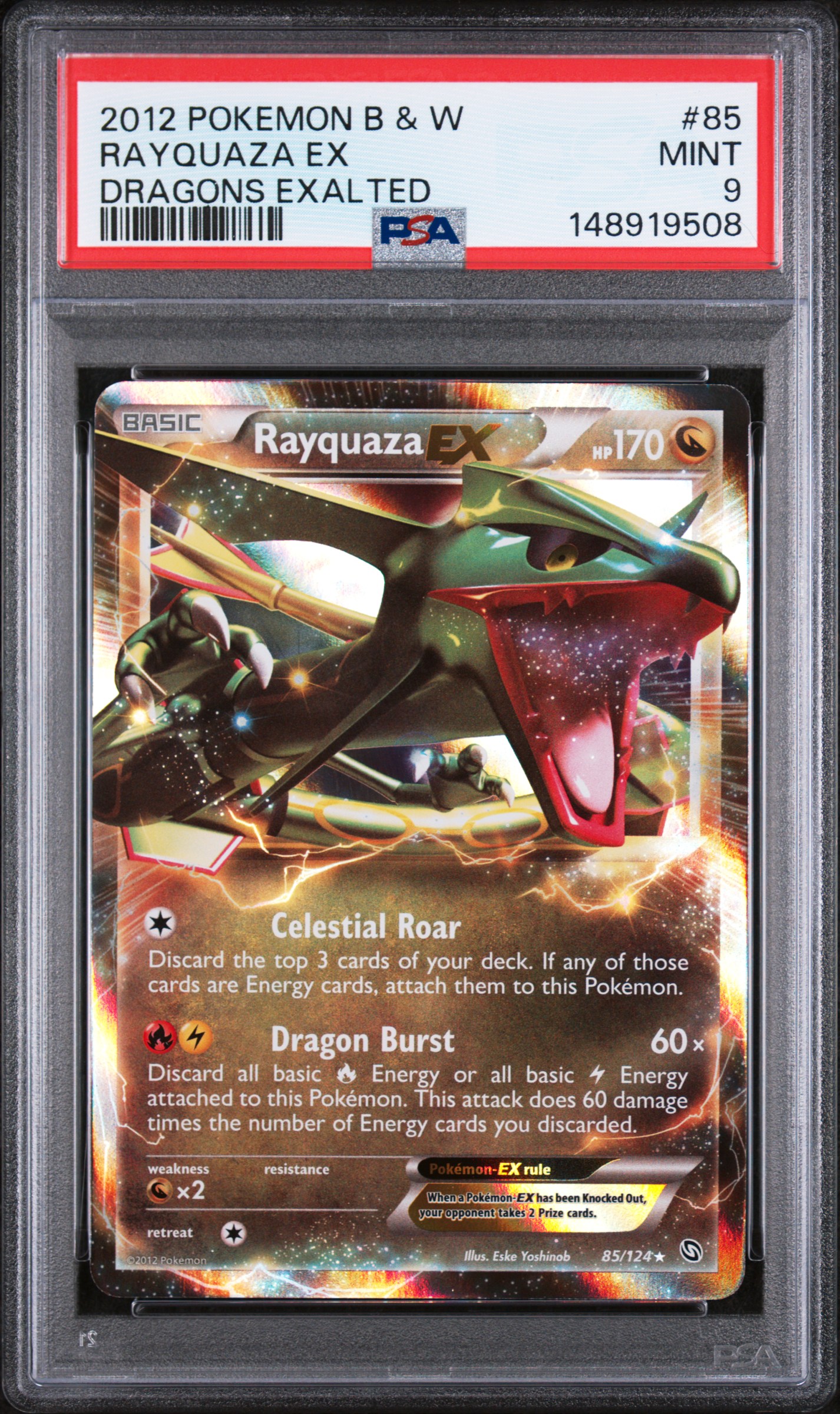 2012 #85 Rayquaza Ex PSA 9 Black & White Dragons Exalted