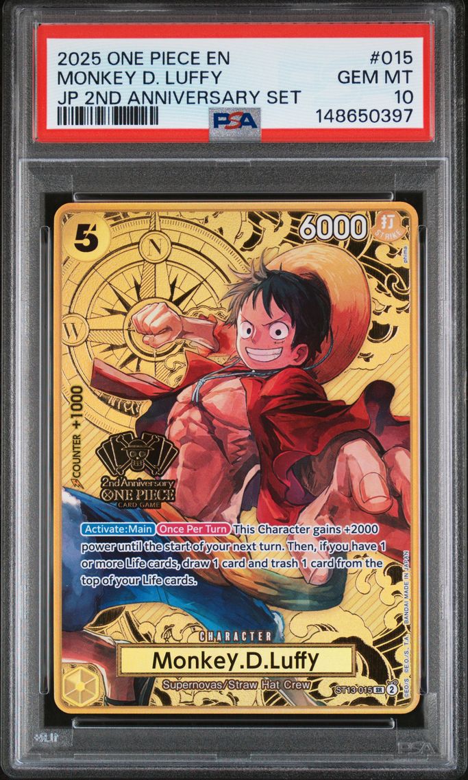 2025 #015 Monkey D. Luffy PSA 10 One Piece Japanese 2nd Anniversary Set