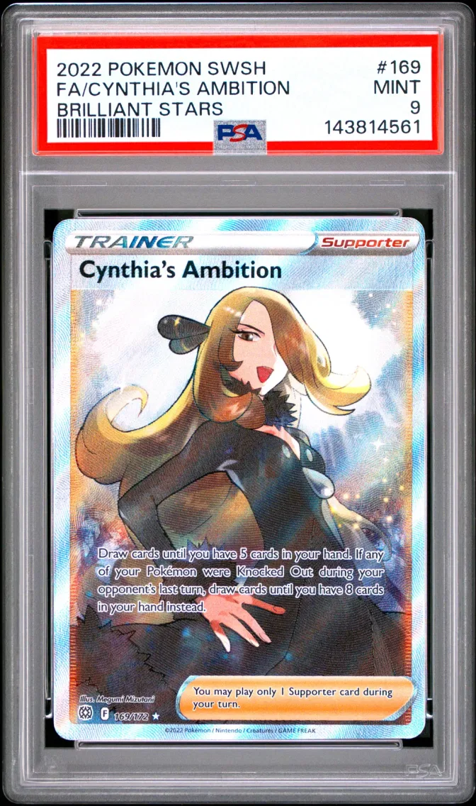 2022 Pokemon Sword & Shield Brilliant Stars Full Art/Cynthia's Ambition Sword & Shield Brilliant Stars #169 PSA 9