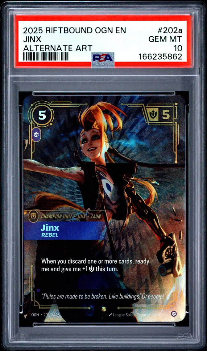 2025 #202a Jinx - Rebel PSA 10 Riftbound: League of Legends Ogn-Origins