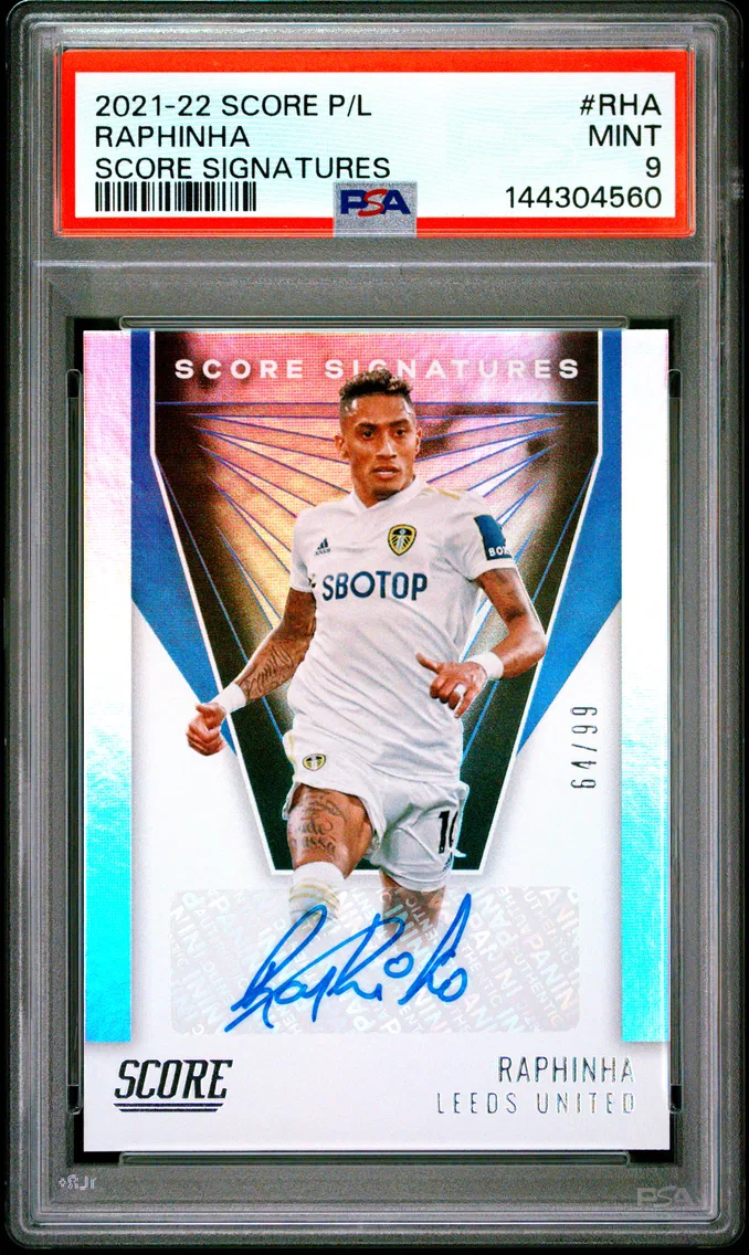 2021 #RHA Raphinha PSA 9 Panini Score Premier League Score Signatures