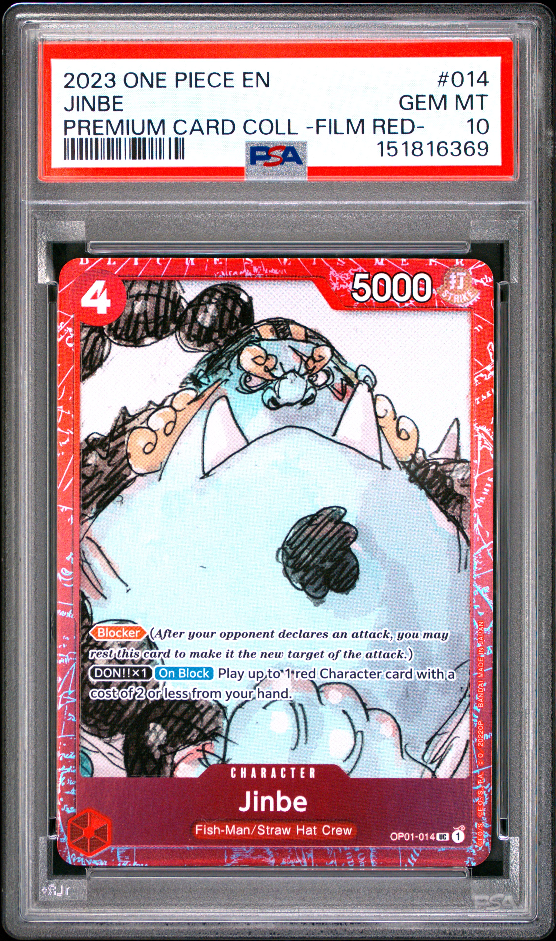 2023 #014 Jinbe PSA 10 One Piece Premium Card Collection -One Piece Film Red-