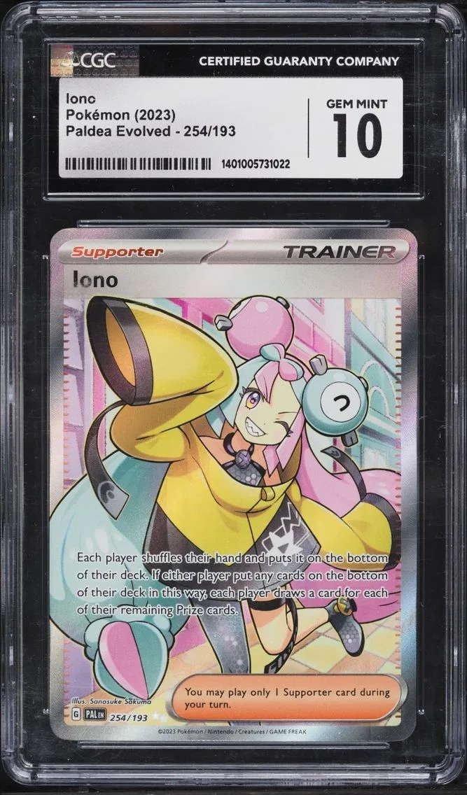 2023 Pokemon Scarlet & Violet Paldea Evolved Full Art Iono #254 CGC 10 GEM MINT