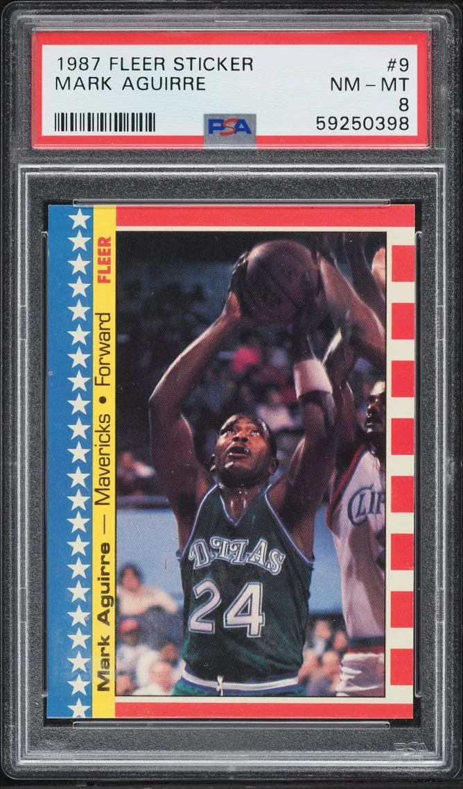 1987 Fleer Sticker Mark Aguirre #9 PSA 8 NM-MT